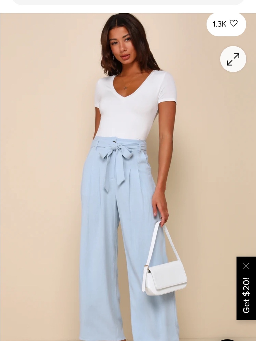 Lulu's Light Blue High-Waist Tie-Waist Wide-Leg Pants